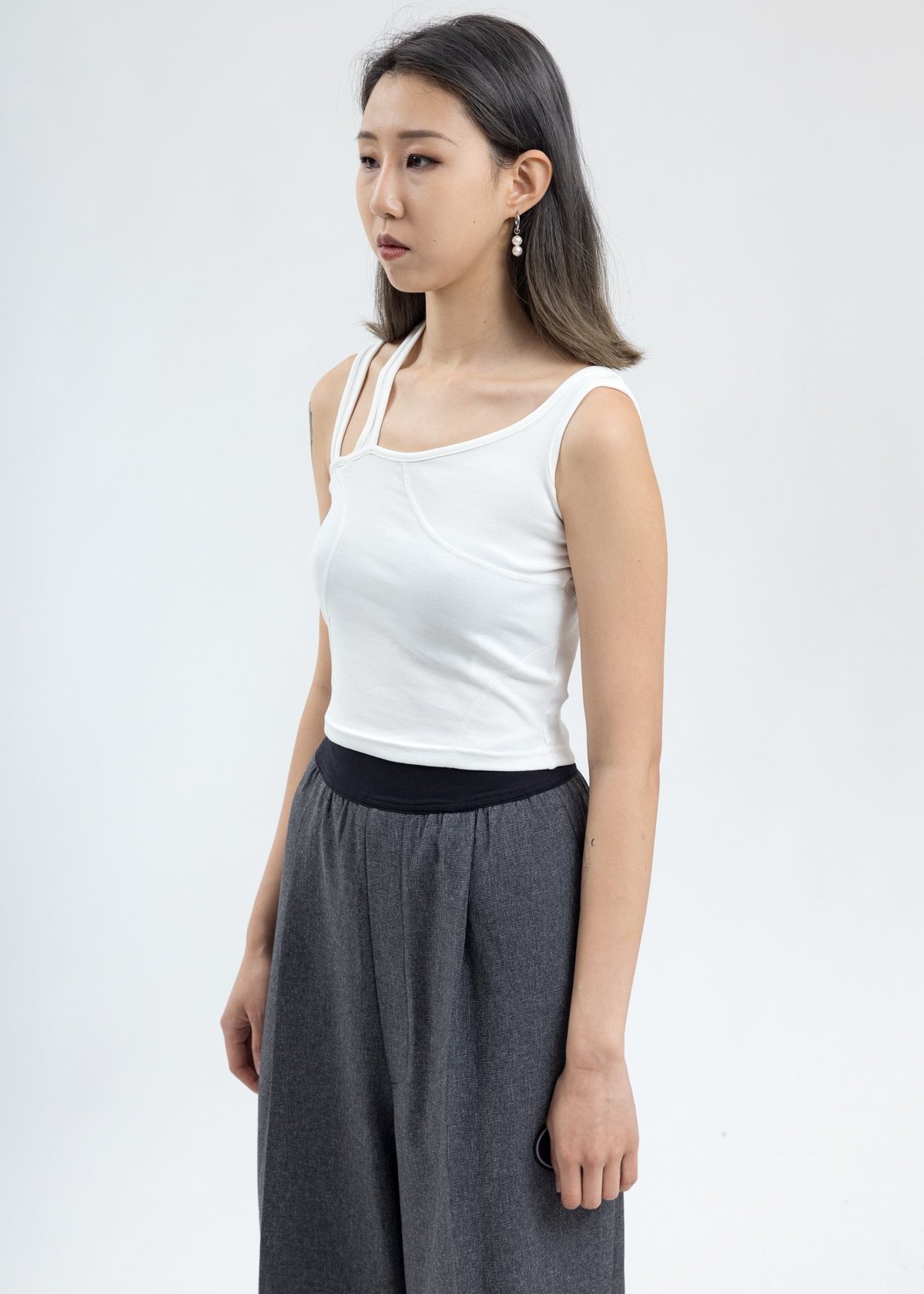 C2H4 Asymmetrical Tank Top - White - Image 3 of 5