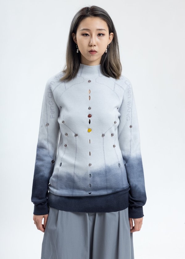Feng Chen Wang Merino Wool Slim Fit Sweater - White Feng Chen Wang Merino Wool Slim Fit Sweater - White