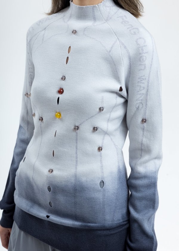Feng Chen Wang Merino Wool Slim Fit Sweater - White Feng Chen Wang Merino Wool Slim Fit Sweater - White
