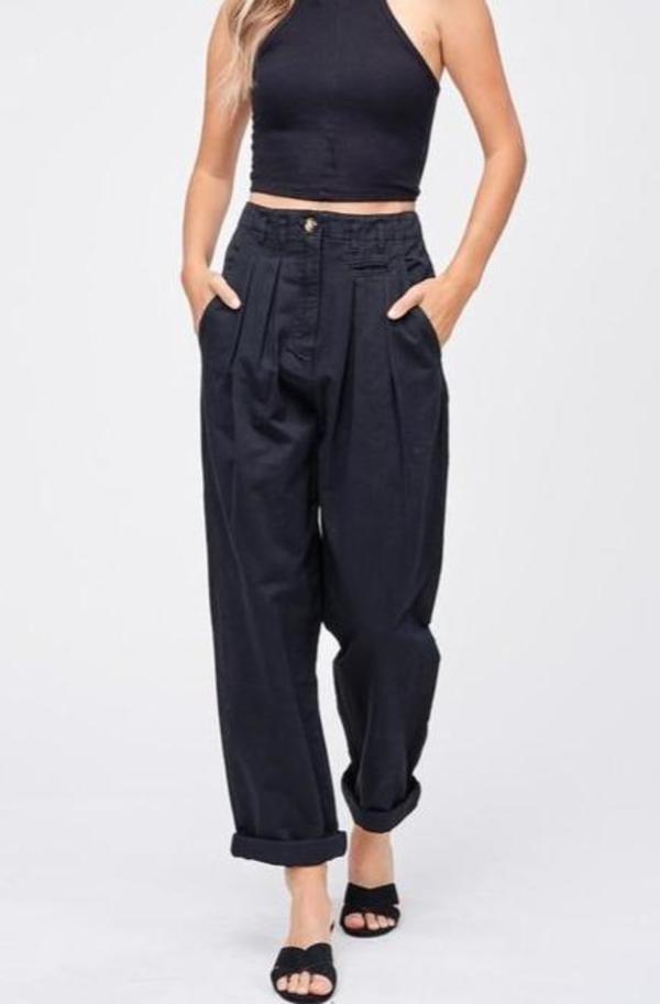 Emory Park Pleated Boyfriend Fit Trouser - Black Emory Park Pleated Boyfriend Fit Trouser - Black