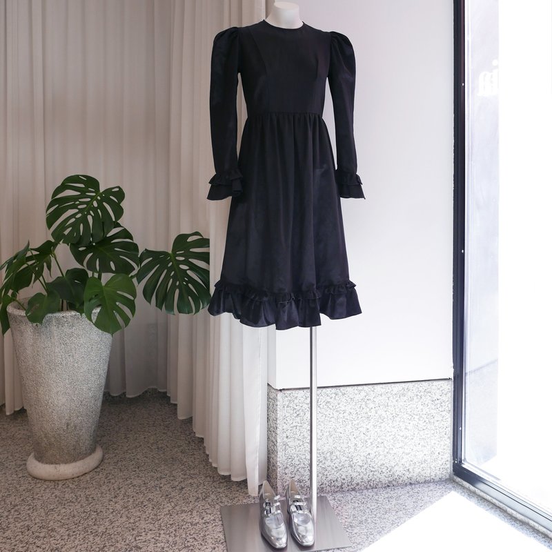 BATSHEVA Collarless Prairie Midi Dress - Black BATSHEVA Collarless Prairie Midi Dress - Black