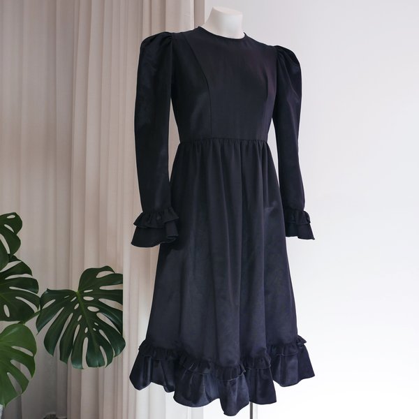 BATSHEVA Collarless Prairie Midi Dress - Black BATSHEVA Collarless Prairie Midi Dress - Black