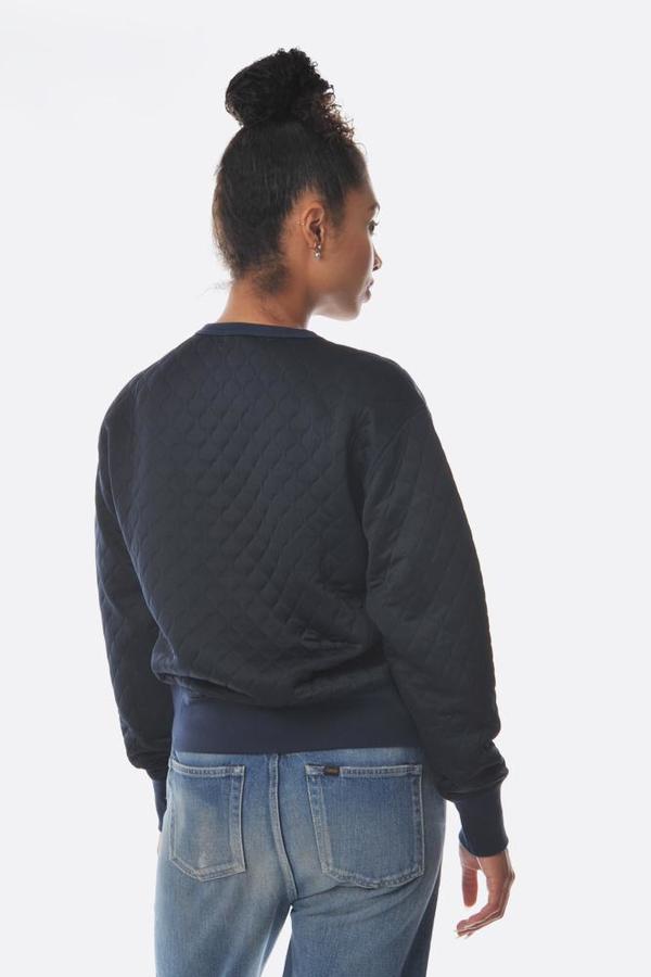 Chimala Quilted Knit Crewneck Pullover - Navy | Garmentory