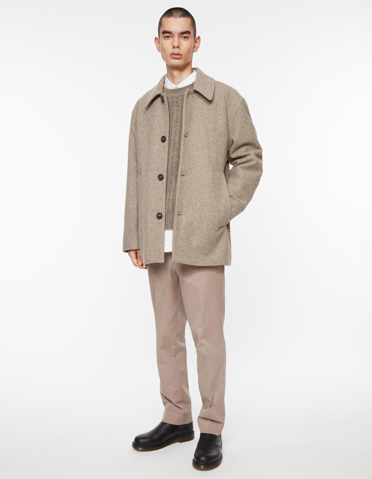 Schnayderman's Melton Wool Jacket - Dark Beige Melange - Image 3 of 5