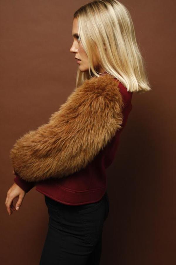 VINTAGE 60’S CROP FAUX FUR SLEEVE JACKET VINTAGE 60’S CROP FAUX FUR SLEEVE JACKET