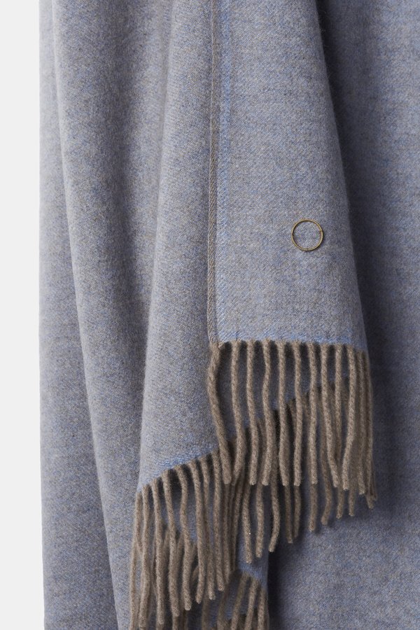 Oyuna Uno Classic Fringed Two-Tone Cashmere Throw - Blue/Taupe Oyuna Uno Classic Fringed Two-Tone Cashmere Throw - Blue/Taupe