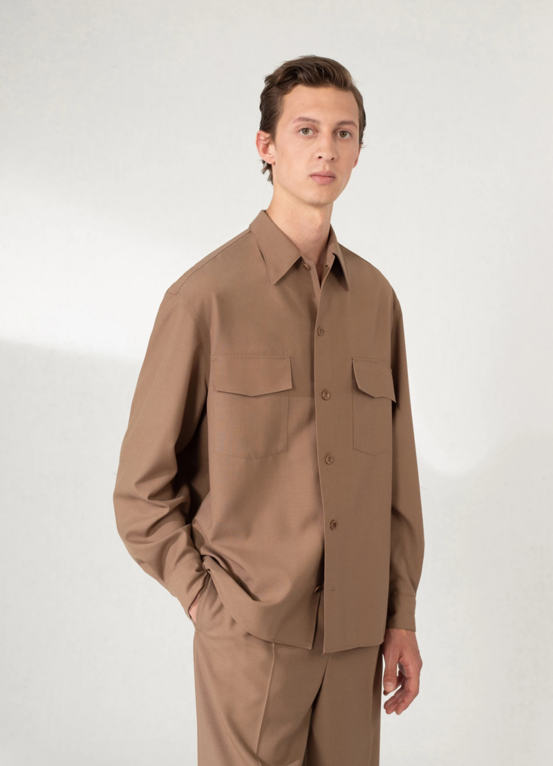 Lemaire Convertible Collar Shirt - Cub Brown | Garmentory