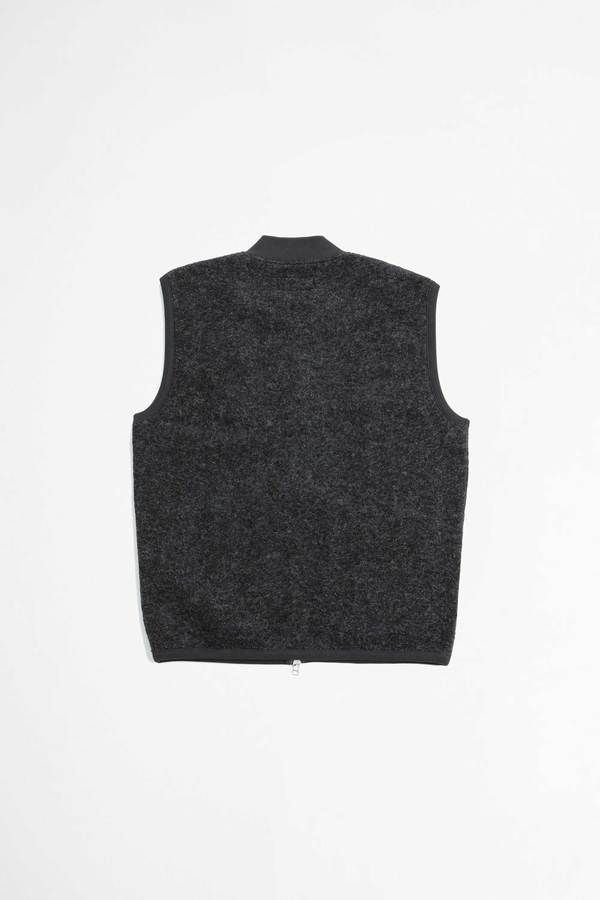 Universal Works Zip Waistcoat Wool Fleece Vest - Charcoal Universal Works Zip Waistcoat Wool Fleece Vest - Charcoal