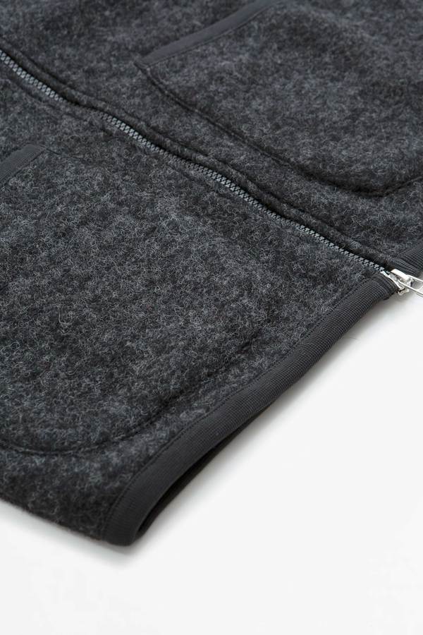 Universal Works Zip Waistcoat Wool Fleece Vest - Charcoal Universal Works Zip Waistcoat Wool Fleece Vest - Charcoal
