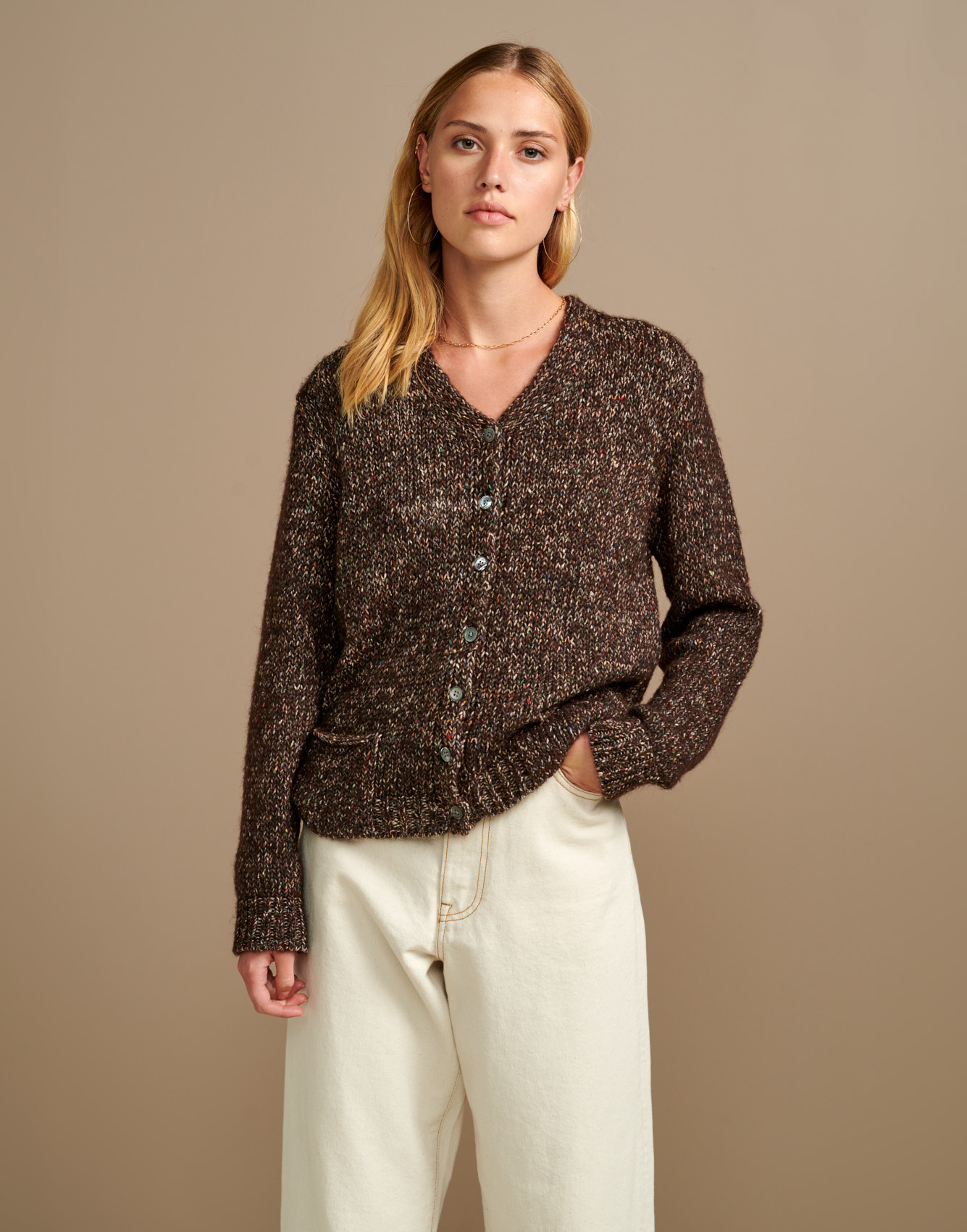 speckled cardigan