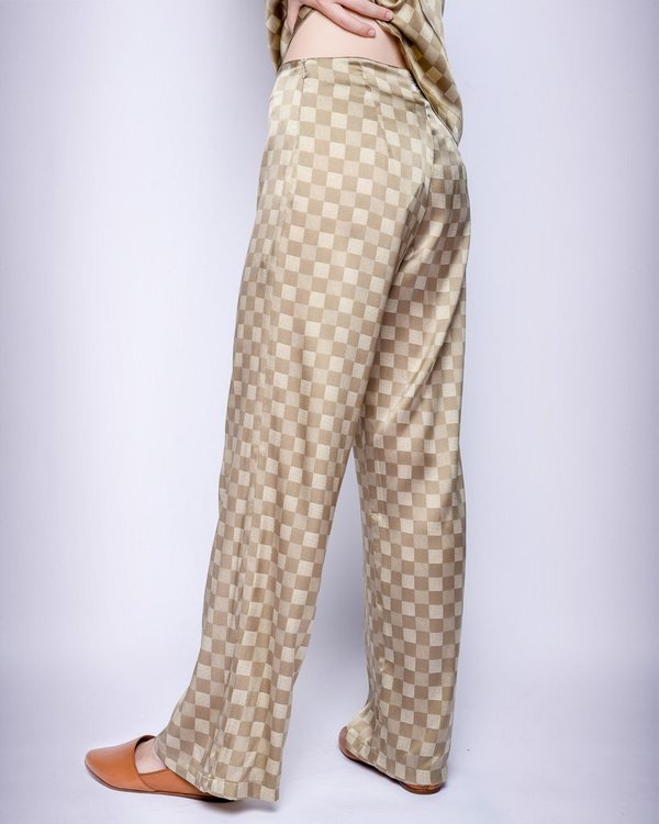 Baserange Jackson Silk Pants - Green Checks Baserange Jackson Silk Pants - Green Checks