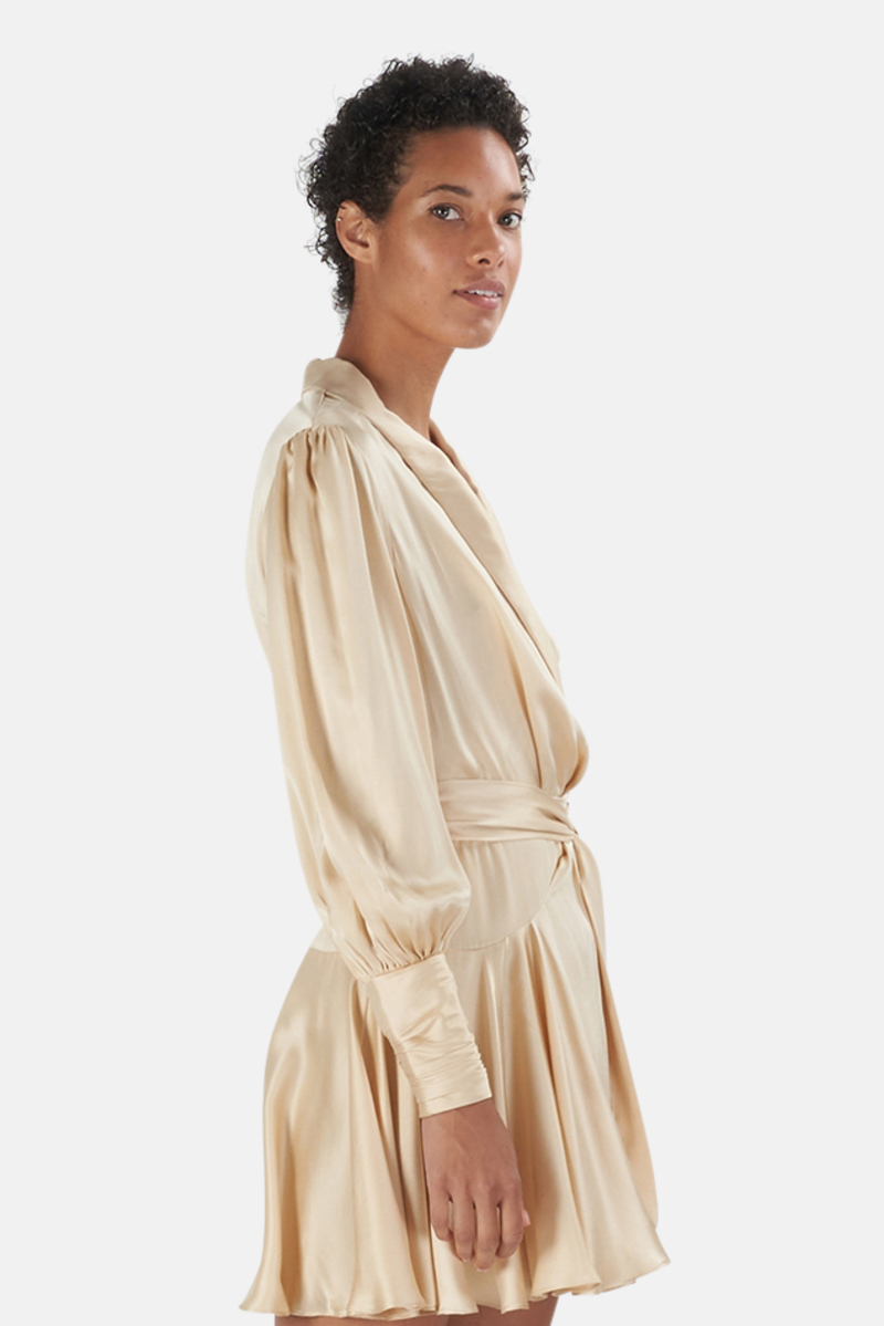 Zimmermann Silk Wrap Minidress - Champagne | Garmentory