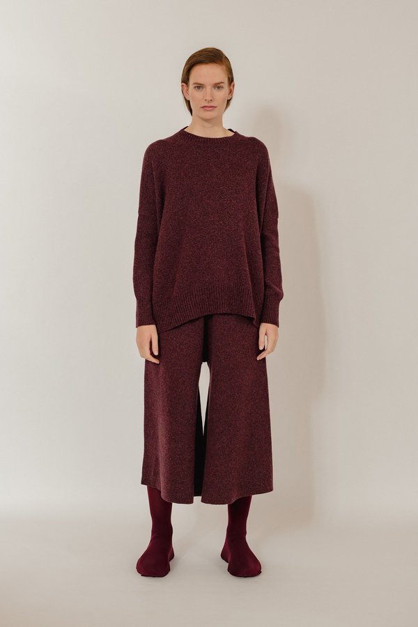 Oyuna Aila Jersey Knit Cashmere Pullover - Wine Mix Oyuna Aila Jersey Knit Cashmere Pullover - Wine Mix