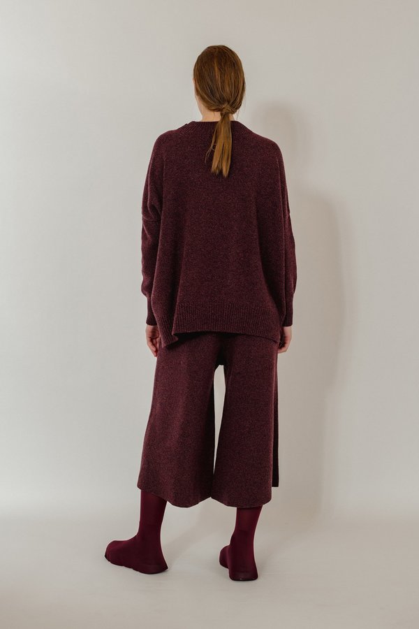 Oyuna Aila Jersey Knit Cashmere Pullover - Wine Mix Oyuna Aila Jersey Knit Cashmere Pullover - Wine Mix