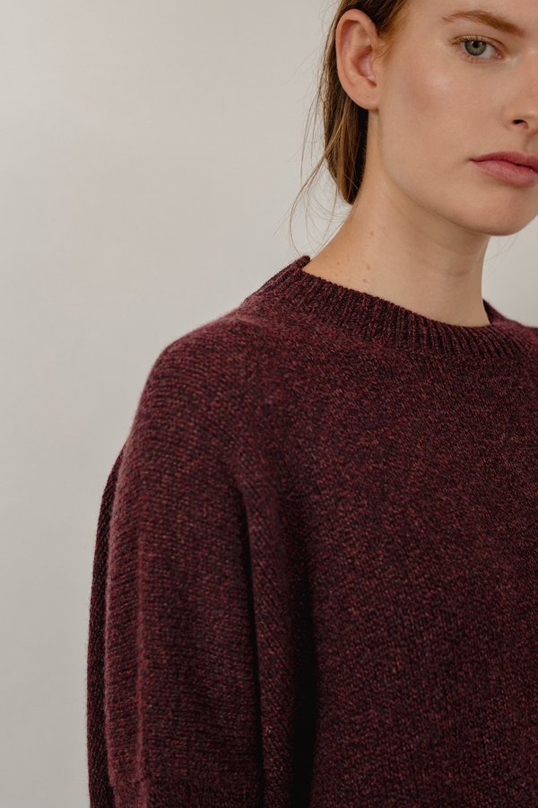 Oyuna Aila Jersey Knit Cashmere Pullover - Wine Mix Oyuna Aila Jersey Knit Cashmere Pullover - Wine Mix