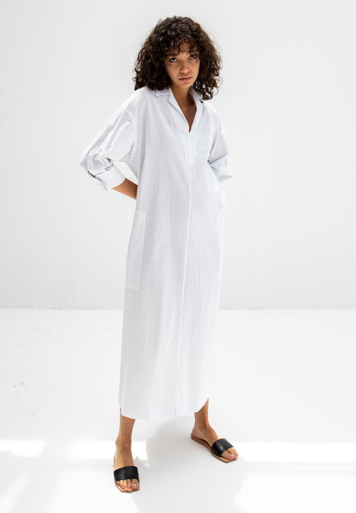 SAYAKA DAVIS OPEN COLLAR SHIRT DRESS - STRIPE | Garmentory SAYAKA DAVIS OPEN COLLAR SHIRT DRESS - STRIPE | Garmentory