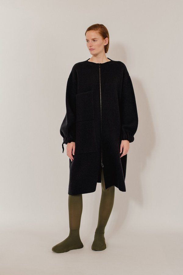 Elena Knitted Wool Blend Coat - Black Mix Elena Knitted Wool Blend Coat - Black Mix