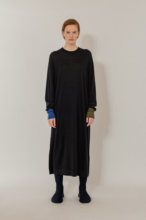 Oyuna Erin Jersey Cotton Cashmere Dress - Black Look Oyuna Erin Jersey Cotton Cashmere Dress - Black Look