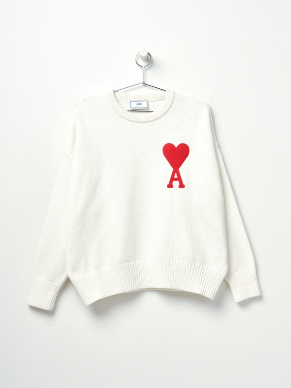 ami paris OVERSIZE AMI DE COEUR CREWNECK SWEATER - WHITE ami paris OVERSIZE AMI DE COEUR CREWNECK SWEATER - WHITE