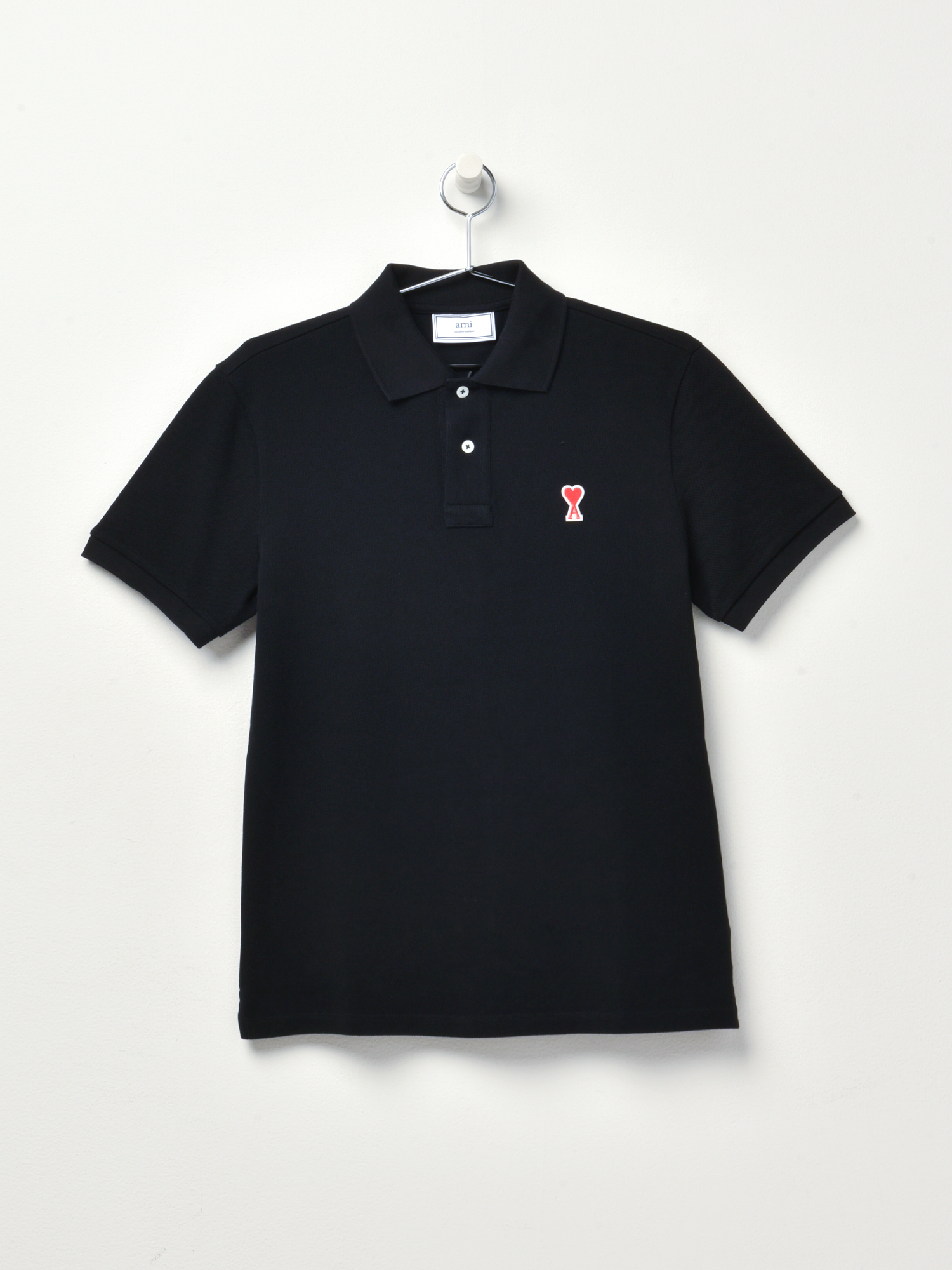 [AMI PARIS]Ami de Coeur Polo Shirt★送料・関税込み★ AMI Paris Ami De Coeur long-sleeved Polo Shirt | Black
