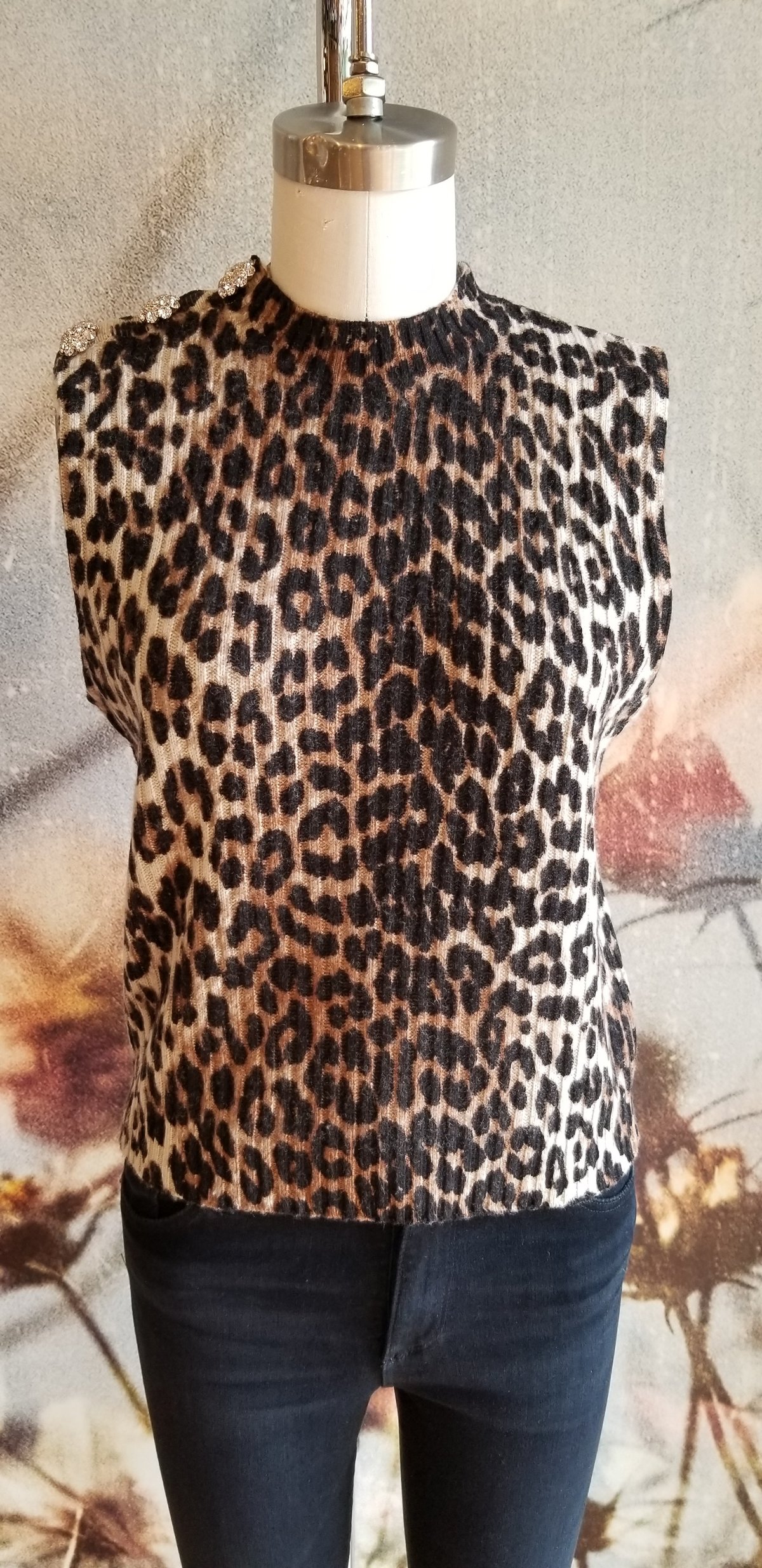 Ganni Print Knit Vest - Leopard | Garmentory