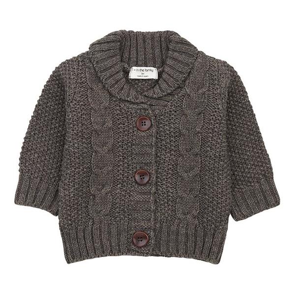 Kids 1+ In The Family Jungfrau Textured Knit Cardigan - Grey Kids 1+ In The Family Jungfrau Textured Knit Cardigan - Grey