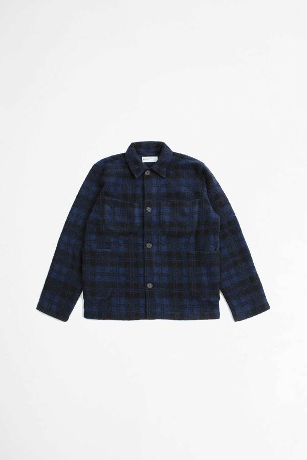 Universal Works Lumber Wool Sherpa Fleece Jacket - Navy Universal Works Lumber Wool Sherpa Fleece Jacket - Navy