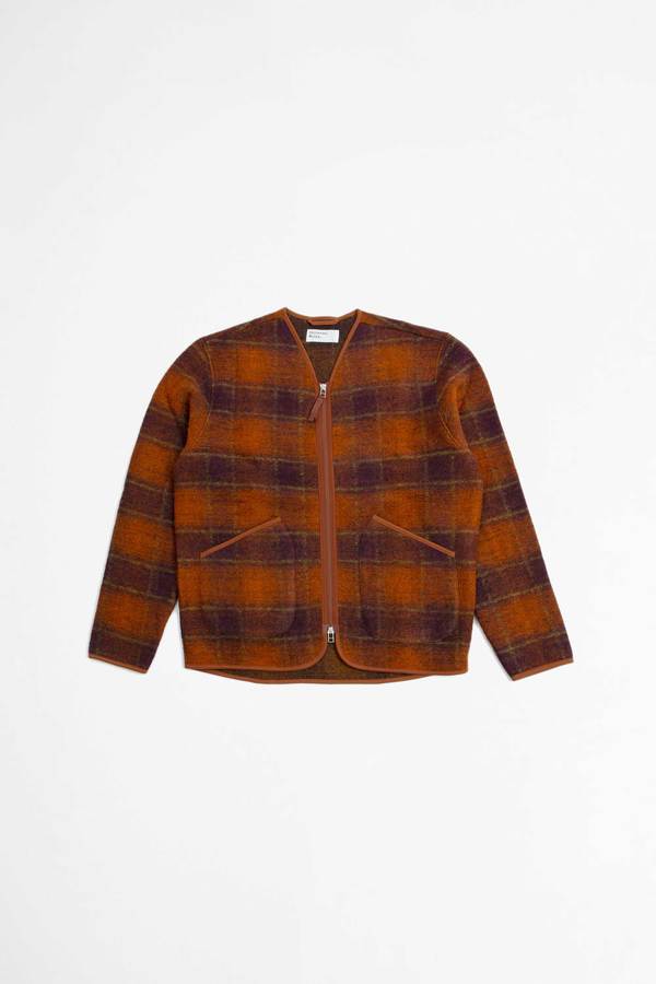 Universal Works Austin Wool Fleece Zip Liner Jacket - Orange Universal Works Austin Wool Fleece Zip Liner Jacket - Orange