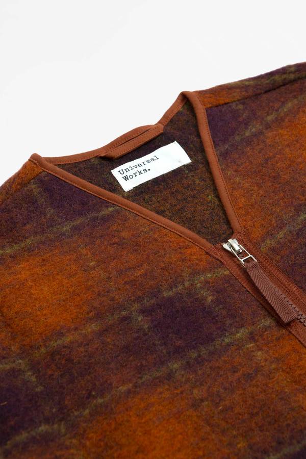 Universal Works Austin Wool Fleece Zip Liner Jacket - Orange Universal Works Austin Wool Fleece Zip Liner Jacket - Orange
