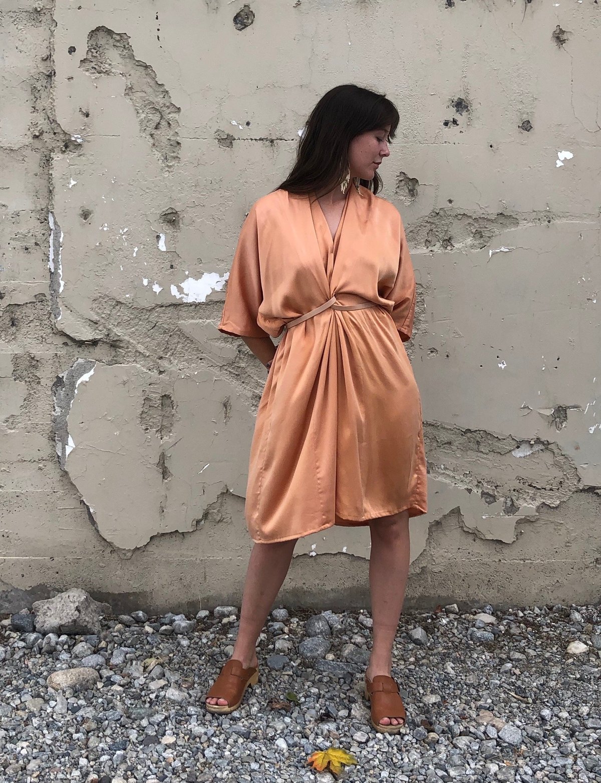 Miranda Bennett O'Keefe Silk Charmeuse Dress - Mandarin | Garmentory