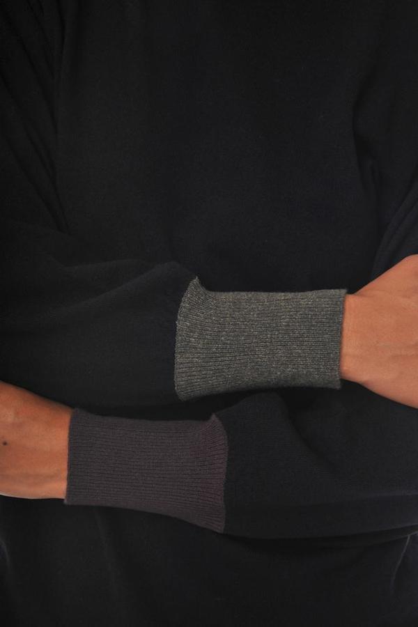 Oyuna Contrast Cuff Cashmere Blend Pullover - Black Oyuna Contrast Cuff Cashmere Blend Pullover - Black