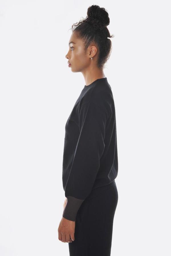 Oyuna Contrast Cuff Cashmere Blend Pullover - Black Oyuna Contrast Cuff Cashmere Blend Pullover - Black