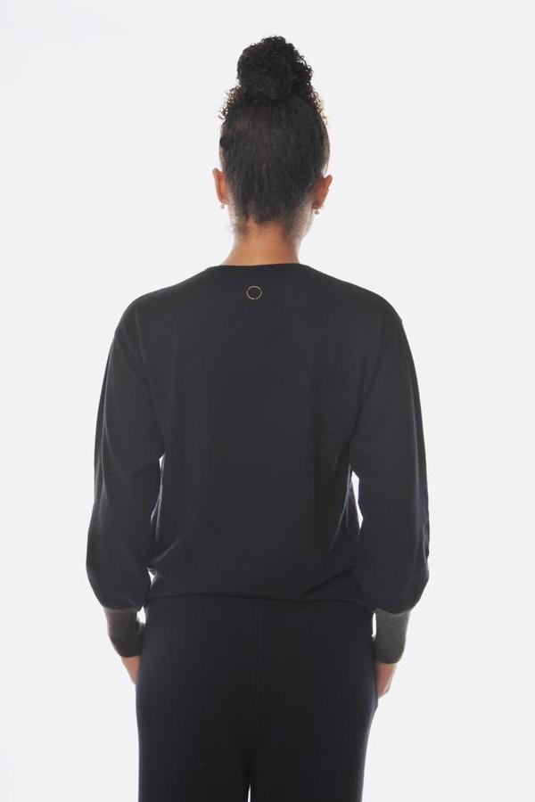 Oyuna Contrast Cuff Cashmere Blend Pullover - Black Oyuna Contrast Cuff Cashmere Blend Pullover - Black