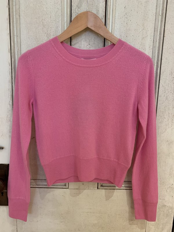 Naadam Cropped Crew Cashmere Pullover - Bubblegum Pink Naadam Cropped Crew Cashmere Pullover - Bubblegum Pink