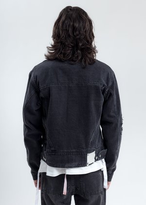 C2H4 Distressed Chaotic Denim Jacket - Black C2H4 Distressed Chaotic Denim Jacket - Black