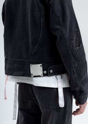 C2H4 Distressed Chaotic Denim Jacket - Black C2H4 Distressed Chaotic Denim Jacket - Black