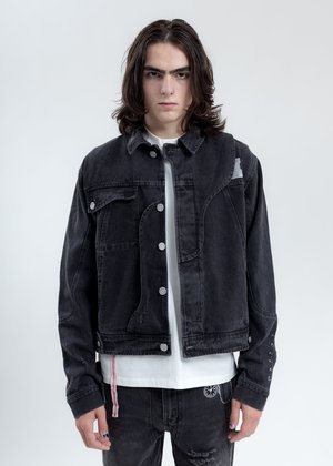 C2H4 Distressed Chaotic Denim Jacket - Black C2H4 Distressed Chaotic Denim Jacket - Black