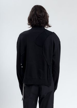 C2H4 Distressed Paneled Crewneck - Black C2H4 Distressed Paneled Crewneck - Black