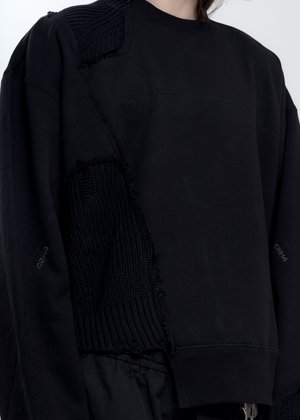 C2H4 Distressed Paneled Crewneck - Black C2H4 Distressed Paneled Crewneck - Black