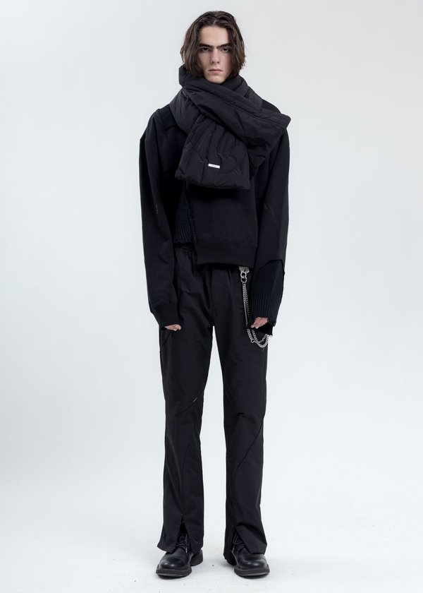C2H4 Distressed Paneled Crewneck - Black C2H4 Distressed Paneled Crewneck - Black