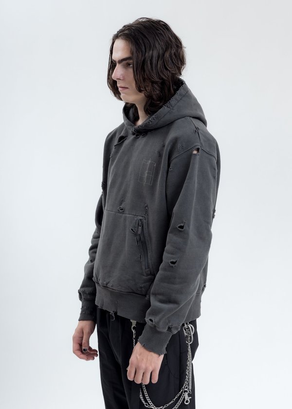 C2H4 Distressed Sculpture Print Hoodie - Black C2H4 Distressed Sculpture Print Hoodie - Black