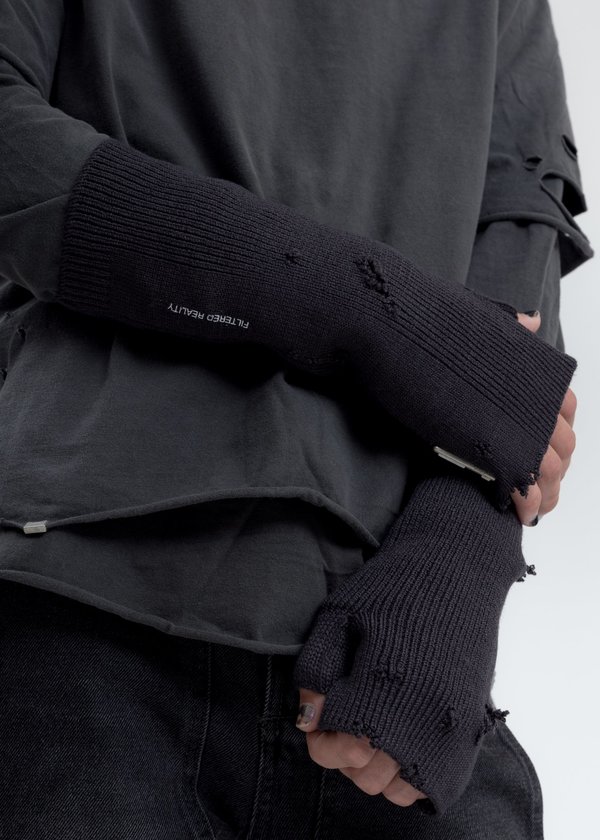 C2H4 Ruin Distressed Half Hand Gloves - Black C2H4 Ruin Distressed Half Hand Gloves - Black
