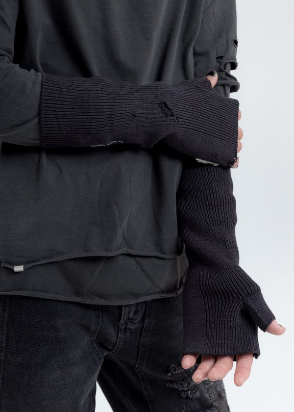 C2H4 Ruin Distressed Half Hand Gloves - Black C2H4 Ruin Distressed Half Hand Gloves - Black