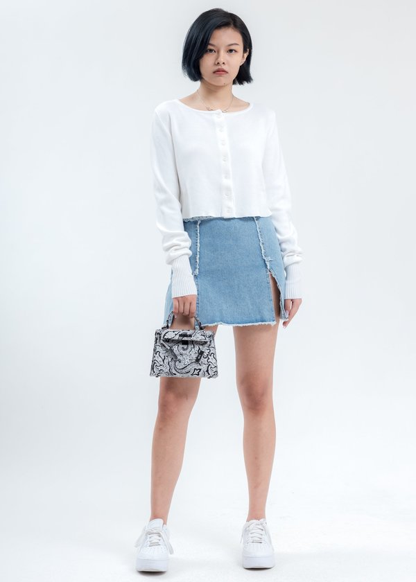 Danielle Guizio Distressed Denim Skirt Danielle Guizio Distressed Denim Skirt