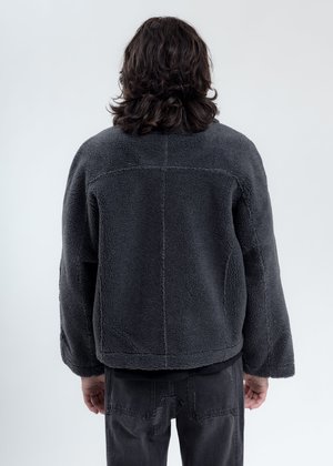 C2H4 Paneled Streamline Shearling Jacket - Grey C2H4 Paneled Streamline Shearling Jacket - Grey
