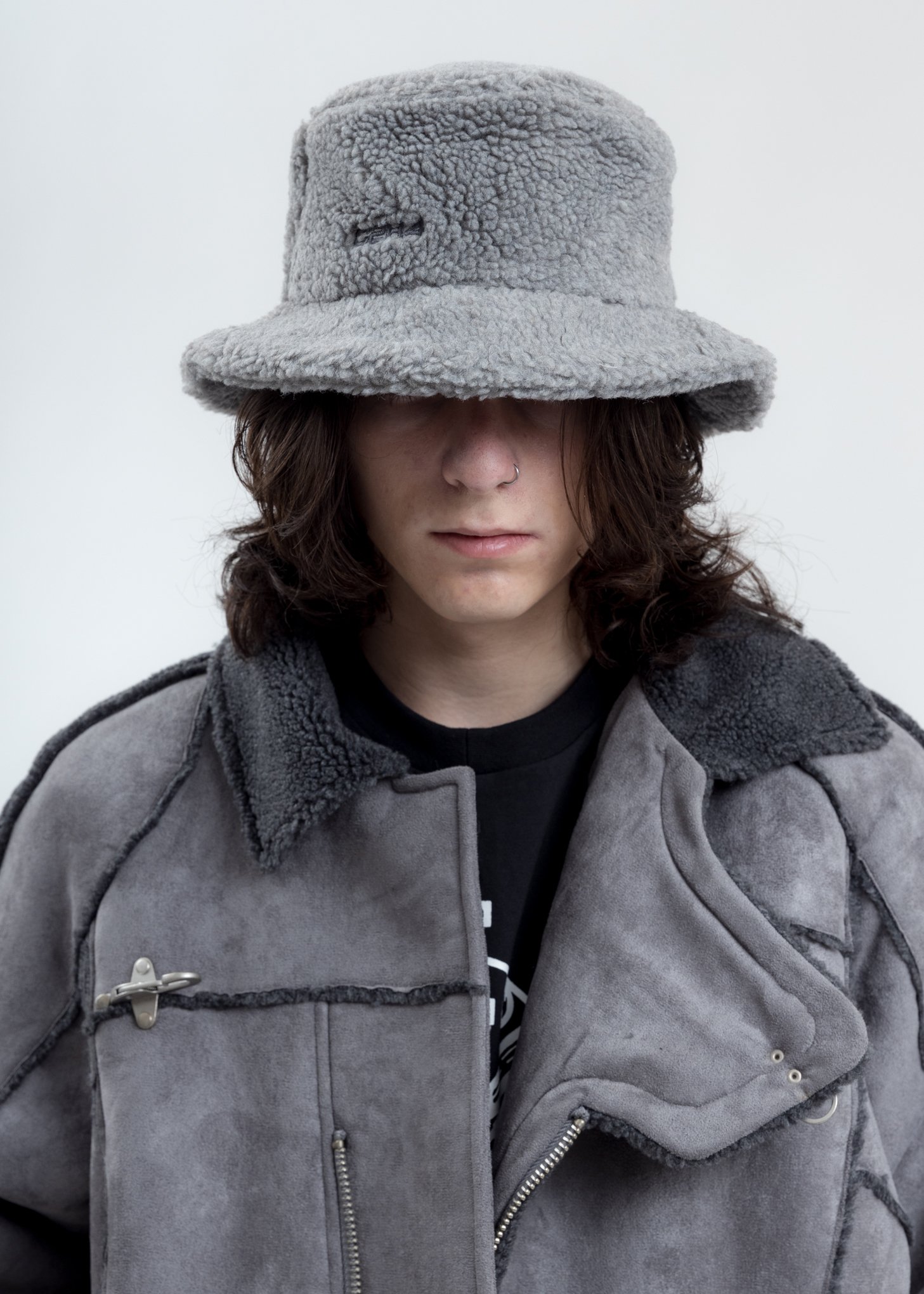 C2H4 Fleece Bucket Hat Light Grey Garmentory