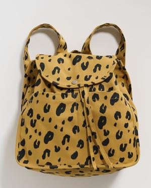 Baggu Leopard Print Canvas Mini Backpack Flap Drawstring Shoulder Bag Nutmeg Leopard Drawstring Backpack by Baggu – Thread + Seed main image 3