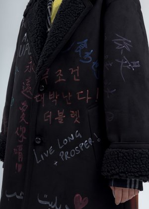 Doublet Message Hand Painted Mouton Coat - Black Doublet Message Hand Painted Mouton Coat - Black