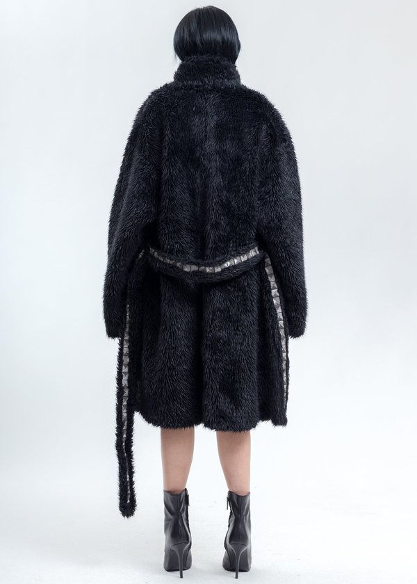Doublet Spike Fur Long Coat - Black Doublet Spike Fur Long Coat - Black