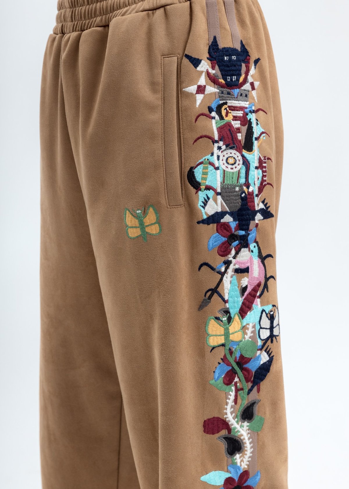 Doublet Chaos Embroidery Suede Track Pants - Camel | Garmentory